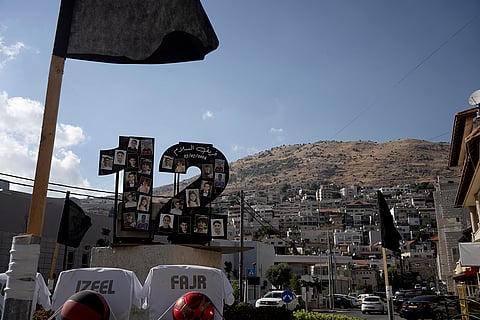 Middle East Tensions: A makeshift memorial in a roundabout near where 12 Druze children were killed in a July rocket strike